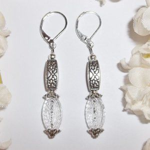 Silver & Clear Beaded Earring Set Pair NWT Jewelry Gift Fashion Accessory 4050